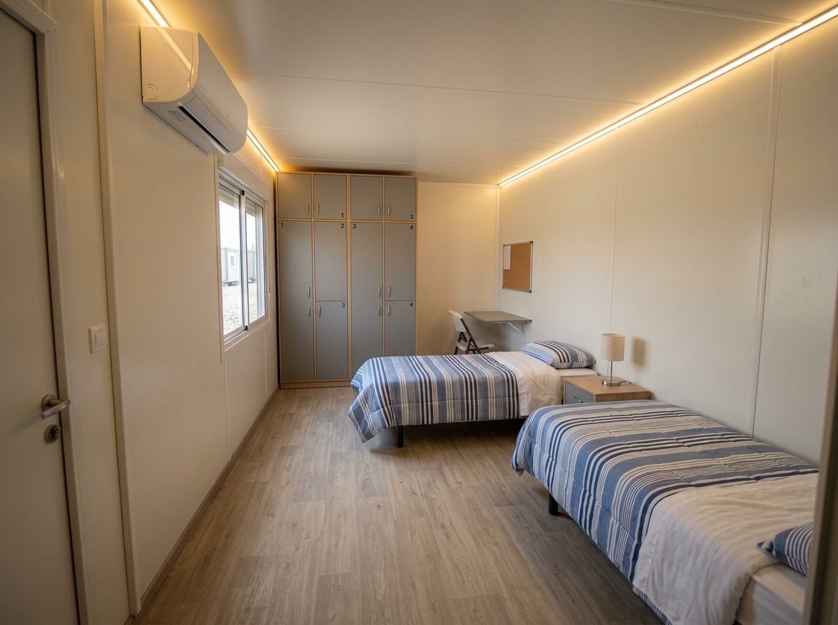 Example layout of staff accommodation room